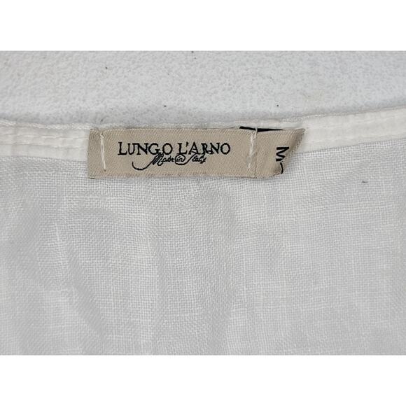 Lungo L'Arno Womens M Embroidered Top 100% Linen, Beachy Feminine Made In Italy - Picture 4 of 12